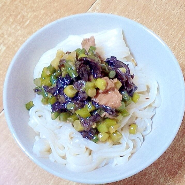 にんにくの芽ときくらげのあんかけ麺